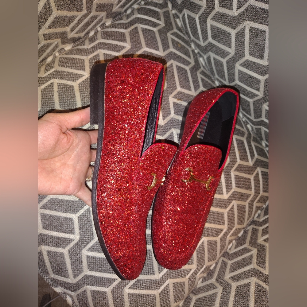 Sparkling Red Glitter Loafers